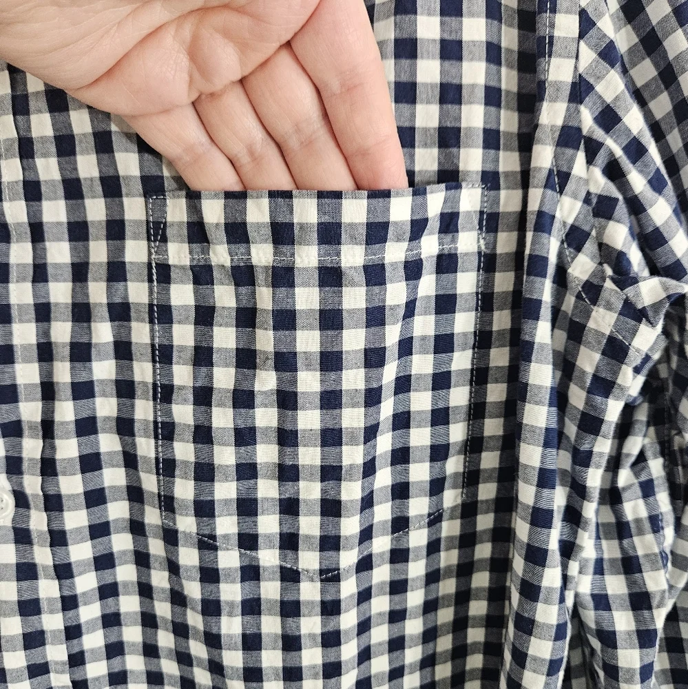 J. Crew Blue Gingham Button Down Shirt Mens Size Large